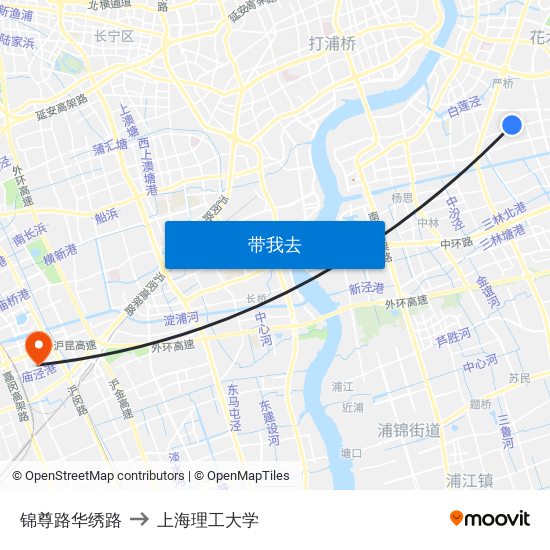 锦尊路华绣路 to 上海理工大学 map