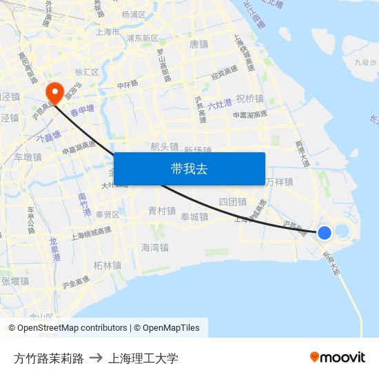 方竹路茉莉路 to 上海理工大学 map