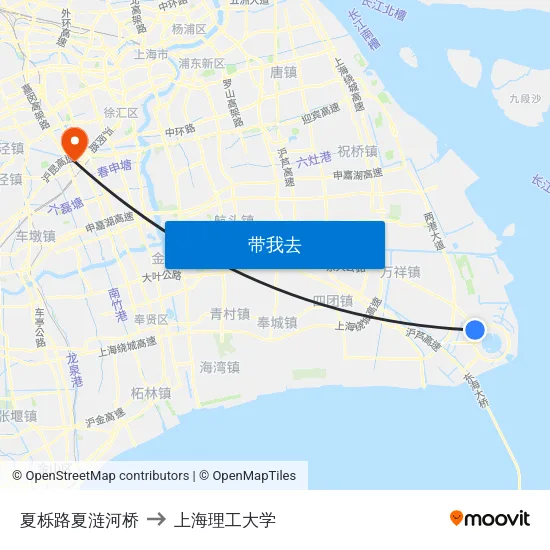 夏栎路夏涟河桥 to 上海理工大学 map