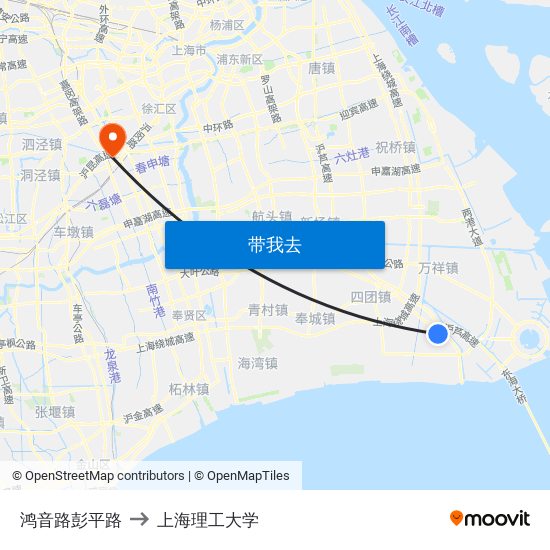 鸿音路彭平路 to 上海理工大学 map