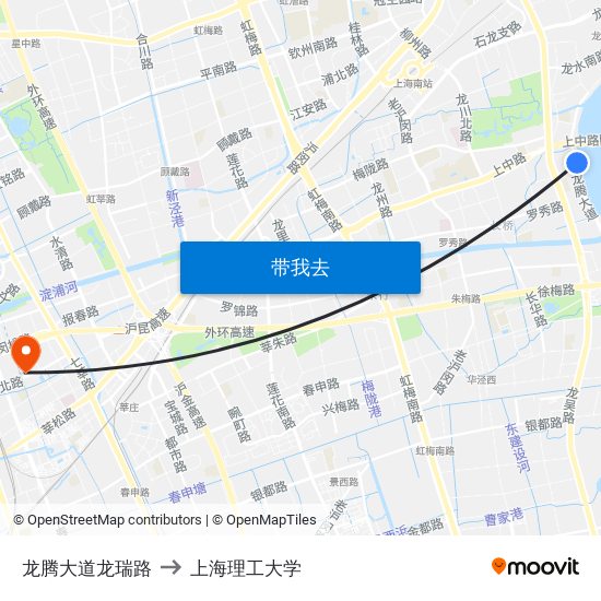 龙腾大道龙瑞路 to 上海理工大学 map