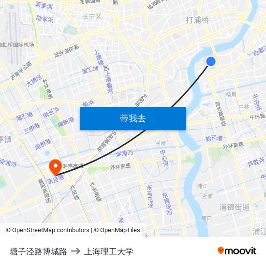 塘子泾路博城路 to 上海理工大学 map