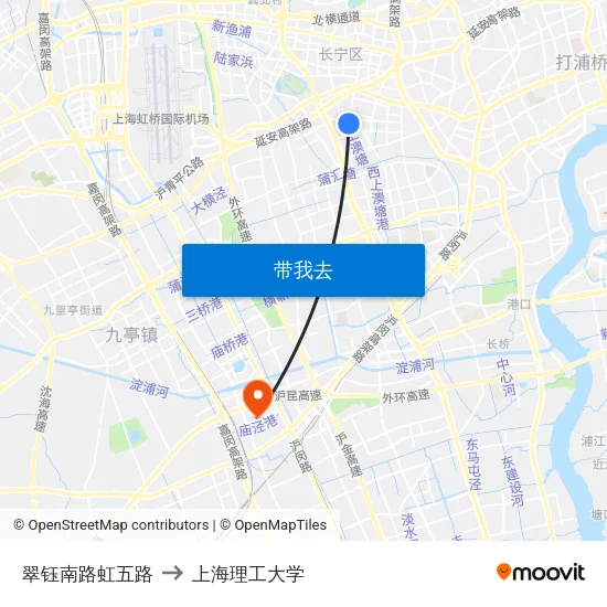 翠钰南路虹五路 to 上海理工大学 map