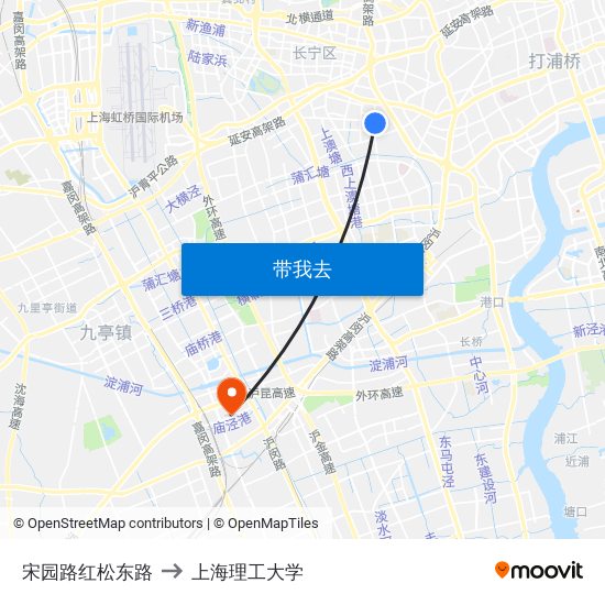 宋园路红松东路 to 上海理工大学 map