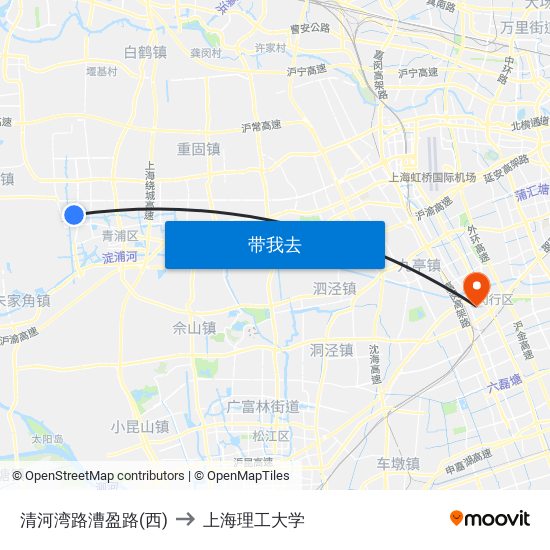 清河湾路漕盈路(西) to 上海理工大学 map