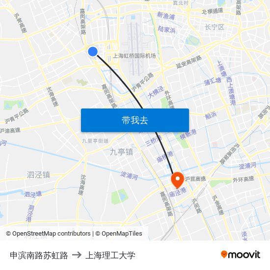 申滨南路苏虹路 to 上海理工大学 map