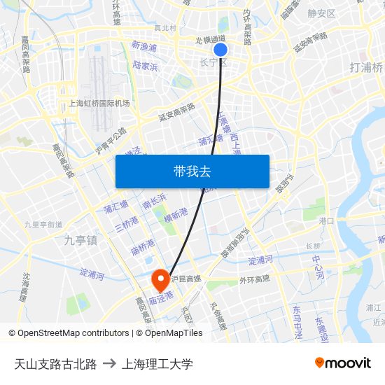 天山支路古北路 to 上海理工大学 map