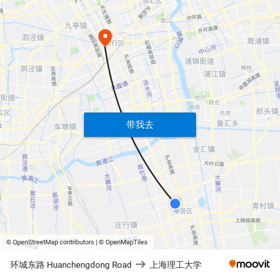 环城东路 Huanchengdong Road to 上海理工大学 map