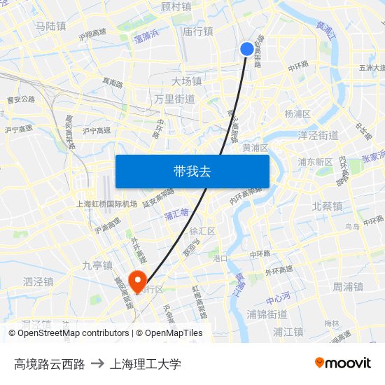 高境路云西路 to 上海理工大学 map