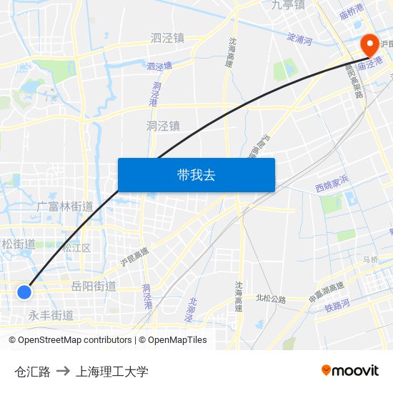 仓汇路 to 上海理工大学 map
