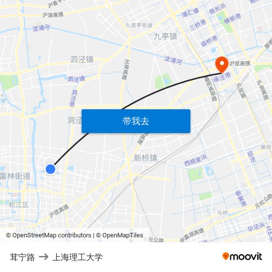 茸宁路 to 上海理工大学 map