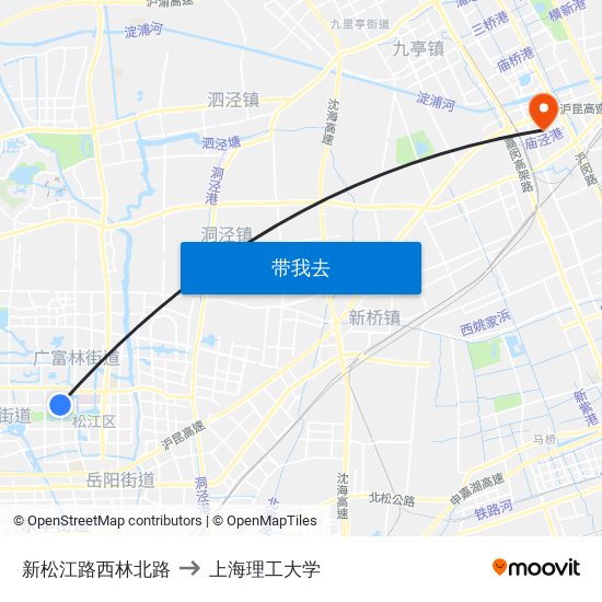 新松江路西林北路 to 上海理工大学 map