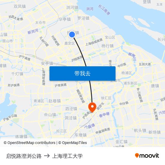 启悦路澄浏公路 to 上海理工大学 map