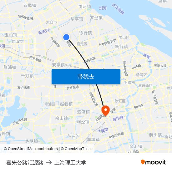 嘉朱公路汇源路 to 上海理工大学 map