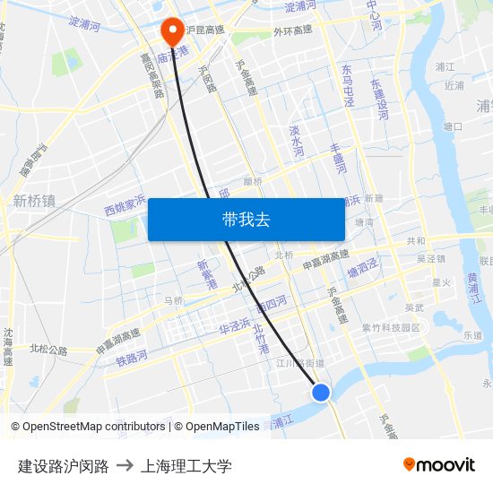 建设路沪闵路 to 上海理工大学 map