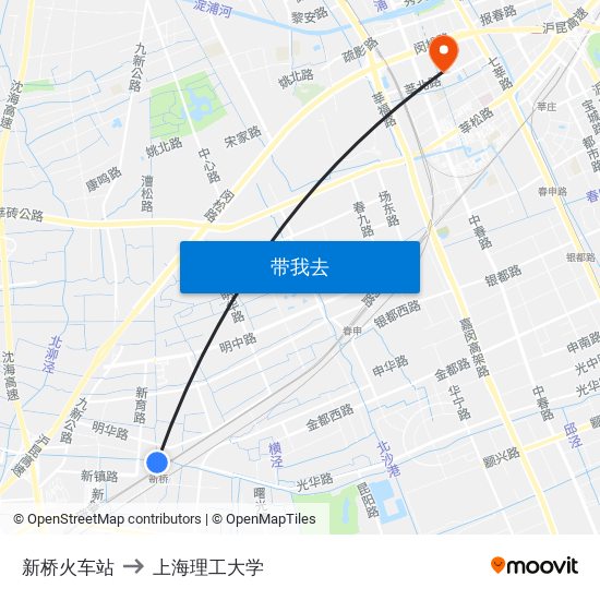 新桥火车站 to 上海理工大学 map
