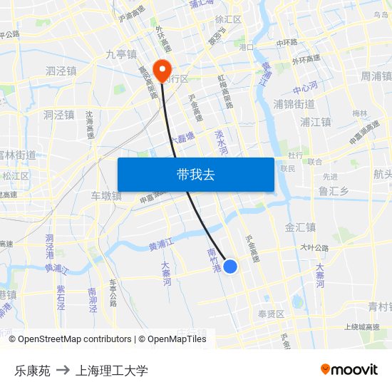 乐康苑 to 上海理工大学 map