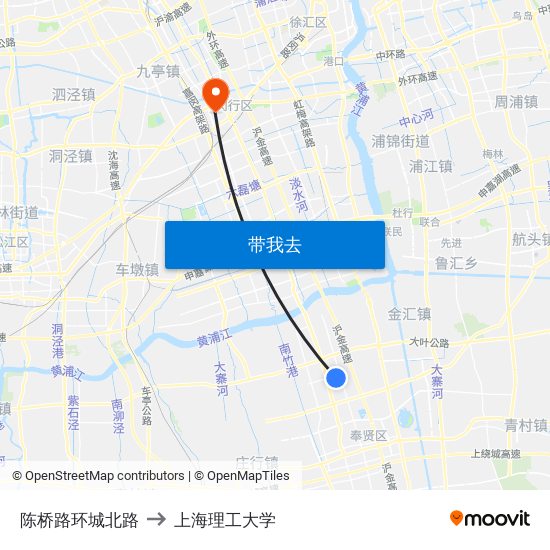 陈桥路环城北路 to 上海理工大学 map