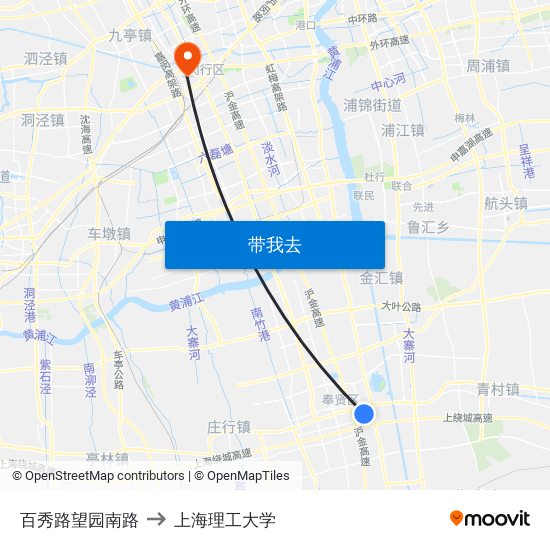 百秀路望园南路 to 上海理工大学 map