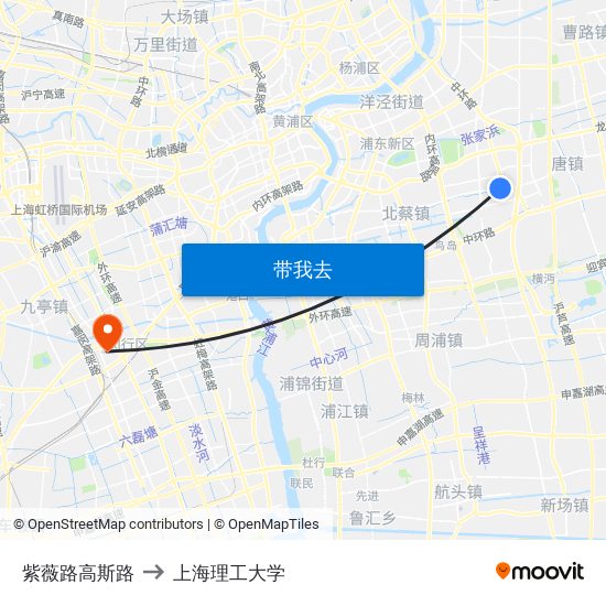 紫薇路高斯路 to 上海理工大学 map