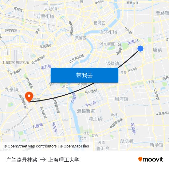 广兰路丹桂路 to 上海理工大学 map