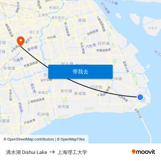 滴水湖 Dishui Lake to 上海理工大学 map