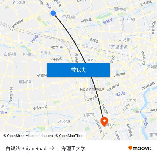 白银路 Baiyin Road to 上海理工大学 map