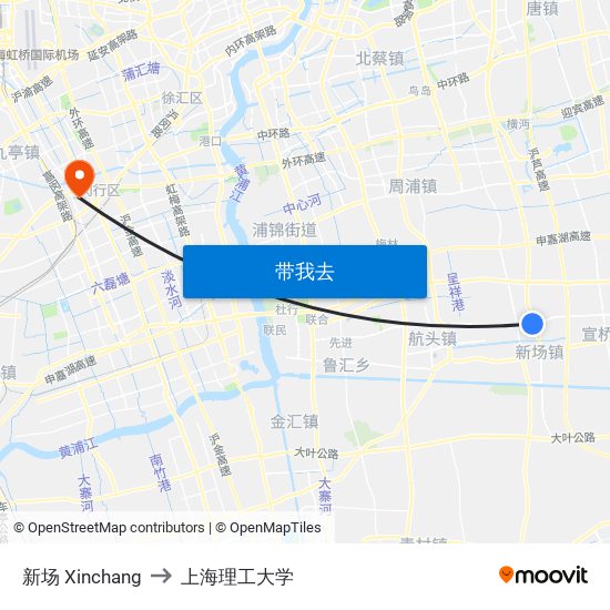 新场 Xinchang to 上海理工大学 map