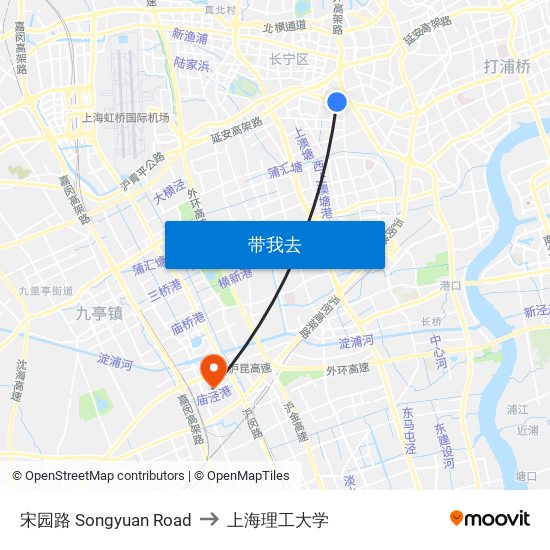 宋园路 Songyuan Road to 上海理工大学 map