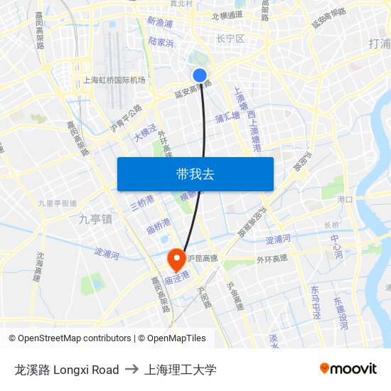 龙溪路 Longxi Road to 上海理工大学 map