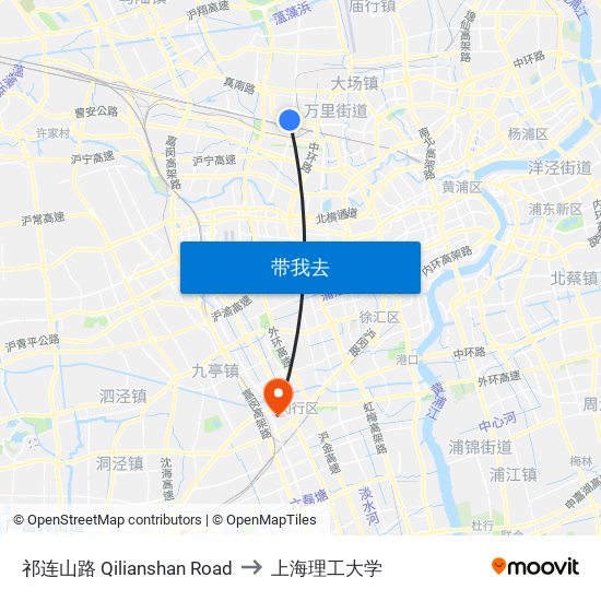 祁连山路 Qilianshan Road to 上海理工大学 map