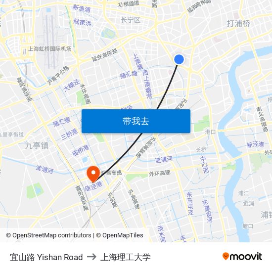 宜山路 Yishan Road to 上海理工大学 map