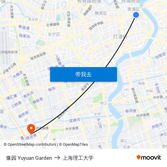 豫园 Yuyuan Garden to 上海理工大学 map