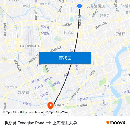 枫桥路 Fengqiao Road to 上海理工大学 map