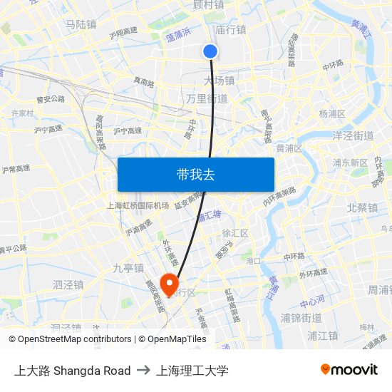 上大路 Shangda Road to 上海理工大学 map