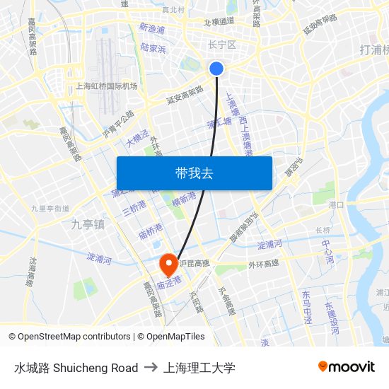 水城路 Shuicheng Road to 上海理工大学 map