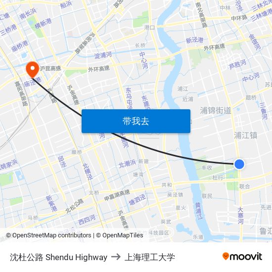 沈杜公路 Shendu Highway to 上海理工大学 map