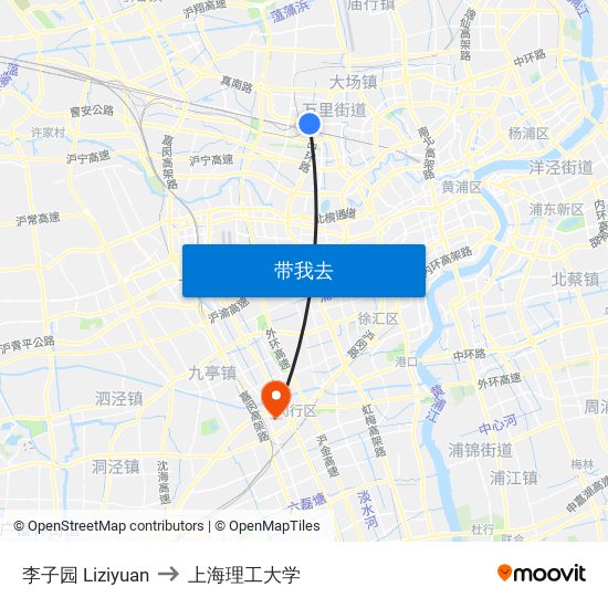 李子园 Liziyuan to 上海理工大学 map