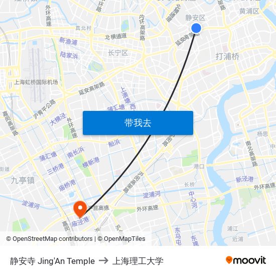 静安寺 Jing'An Temple to 上海理工大学 map