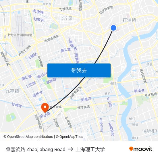 肇嘉浜路 Zhaojiabang Road to 上海理工大学 map