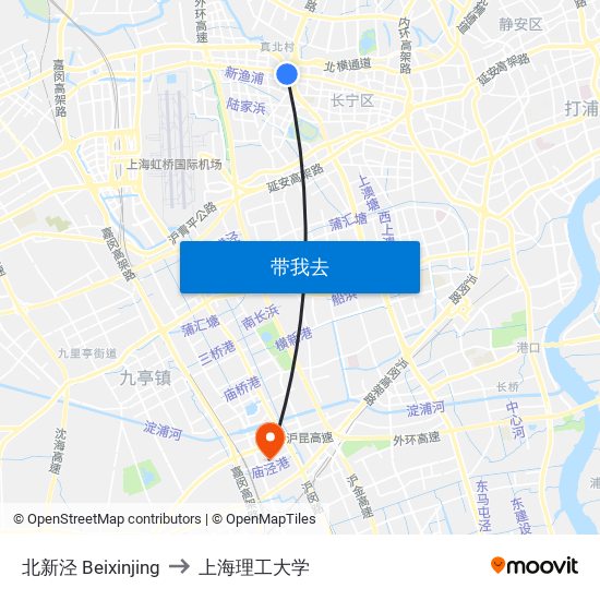 北新泾 Beixinjing to 上海理工大学 map