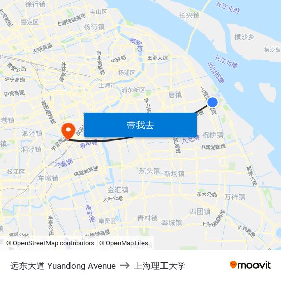 远东大道 Yuandong Avenue to 上海理工大学 map