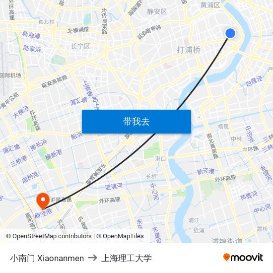 小南门 Xiaonanmen to 上海理工大学 map