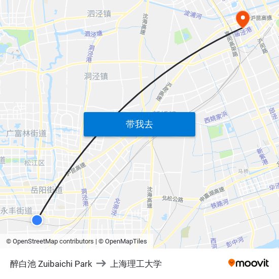 醉白池 Zuibaichi Park to 上海理工大学 map
