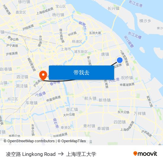 凌空路 Lingkong Road to 上海理工大学 map