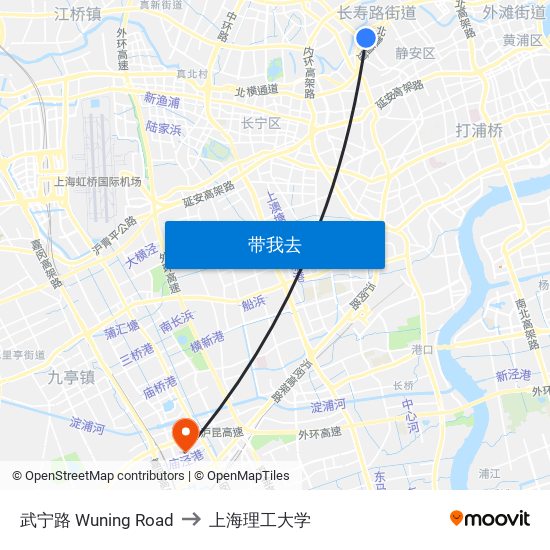 武宁路 Wuning Road to 上海理工大学 map