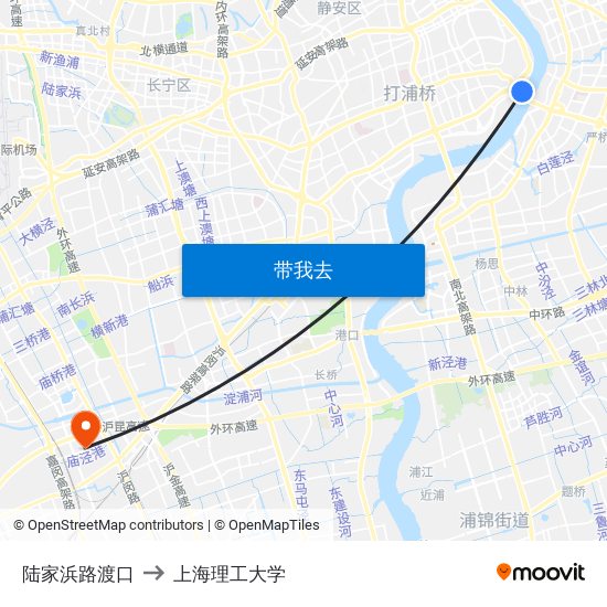 陆家浜路渡口 to 上海理工大学 map
