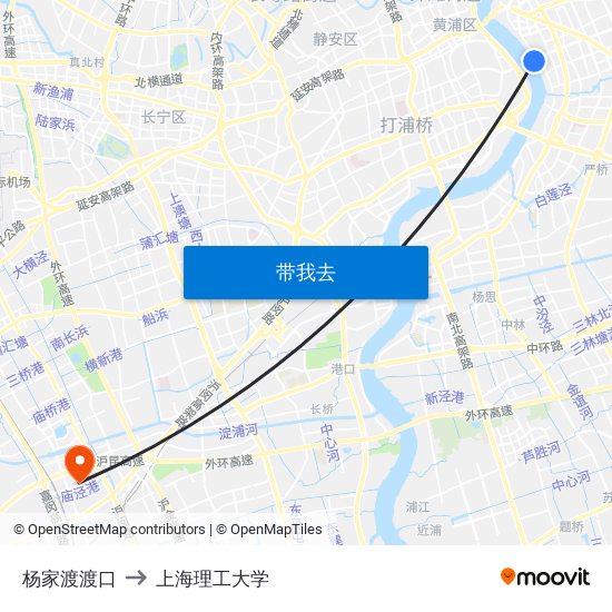 杨家渡渡口 to 上海理工大学 map