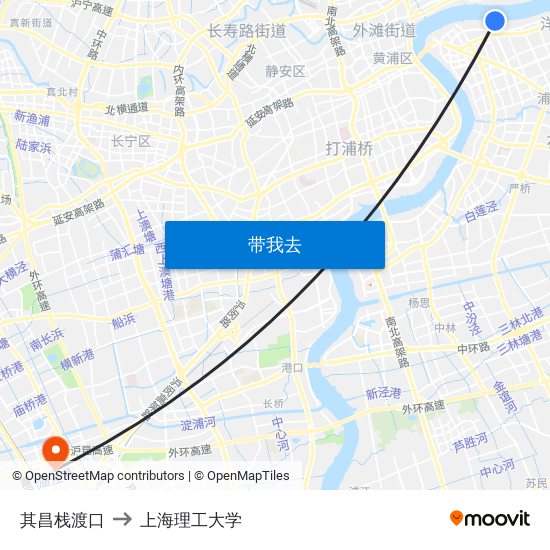 其昌栈渡口 to 上海理工大学 map