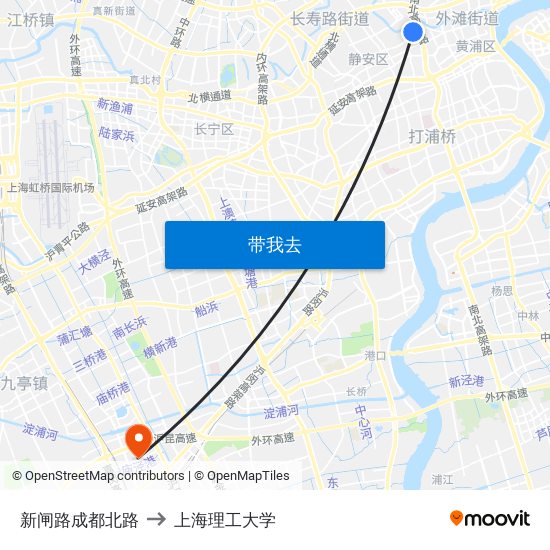 新闸路成都北路 to 上海理工大学 map